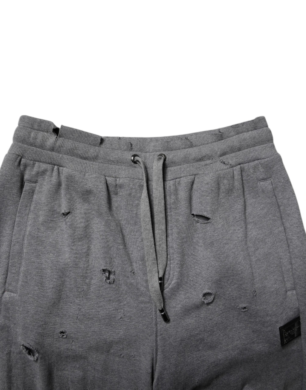 Dolce & Gabbana Gray Cotton RipStyle Straight Sweatpants Pants by Dolce & Gabbana