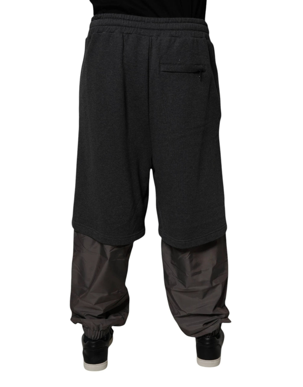 Dolce & Gabbana Dark Gray Cotton Layered Straight Sweatpants Pants by Dolce & Gabbana