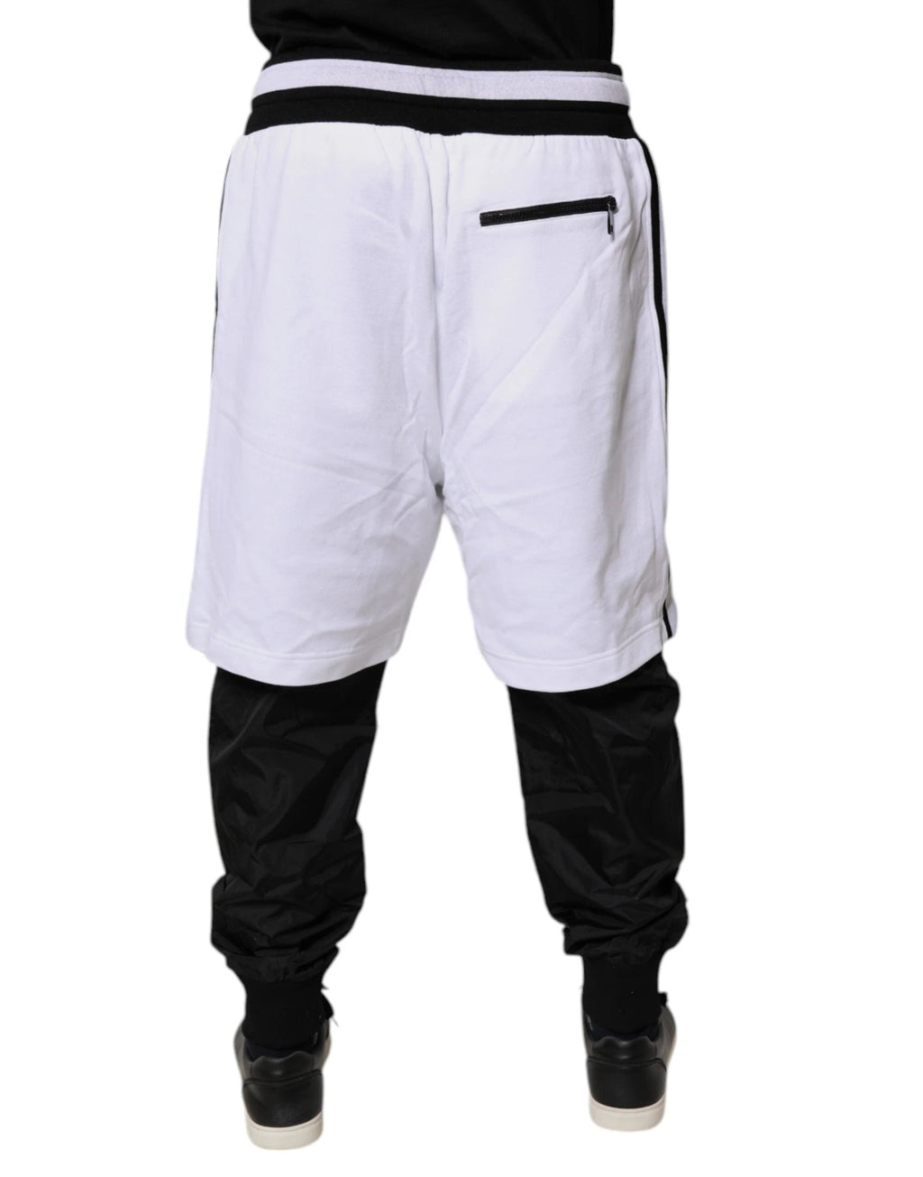Dolce & Gabbana Black White Cotton Layered Sweatpants Pants by Dolce & Gabbana