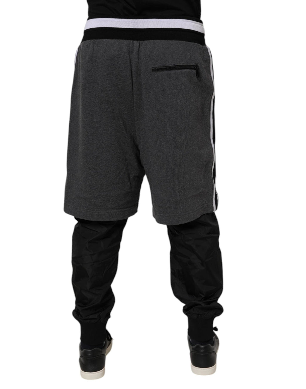 Dolce & Gabbana Black Gray Cotton Layered Men Sweatpants Pants by Dolce & Gabbana