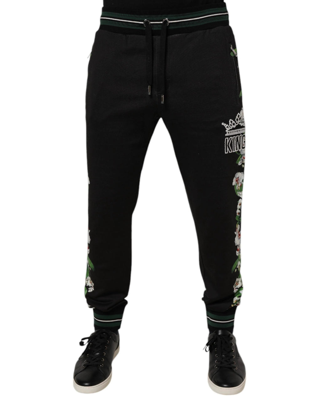 Dolce & Gabbana Black Floral King Men Jogger Sweatpants Pants by Dolce & Gabbana