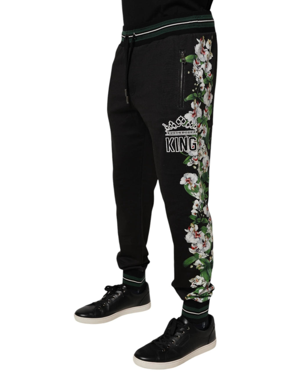 Dolce & Gabbana Black Floral King Men Jogger Sweatpants Pants by Dolce & Gabbana