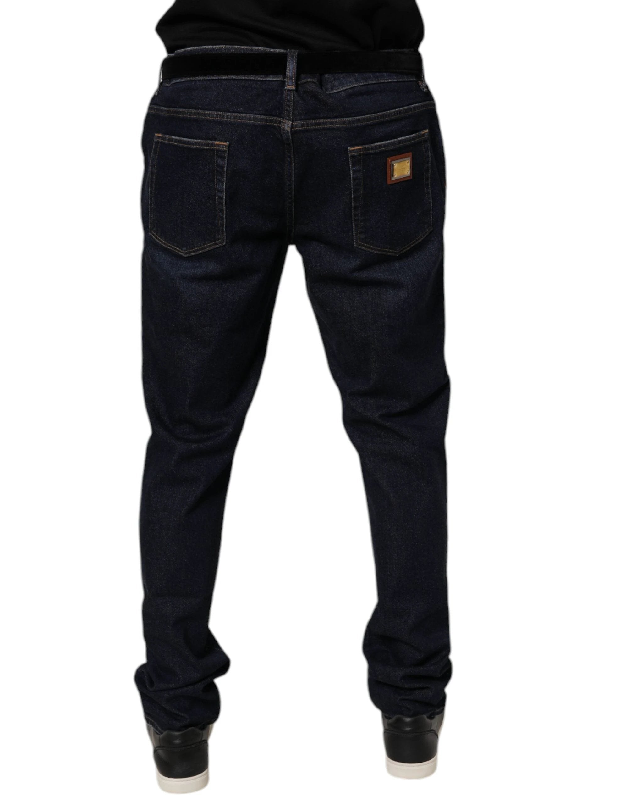 Dolce & Gabbana Dark Blue Cotton Stretch Skinny Denim Jeans by Dolce & Gabbana