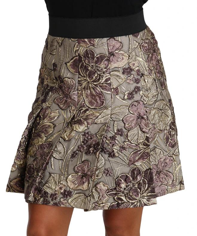 Dolce & Gabbana A-Line Mini Floral Print Jaquard Skirt by Dolce & Gabbana