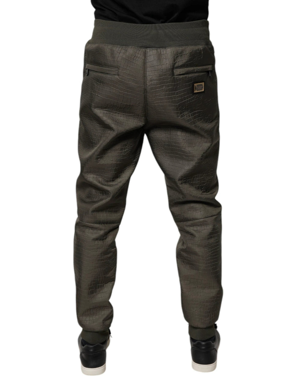 Dolce & Gabbana Brown Lambskin Leather Men Sweatpants Pants by Dolce & Gabbana