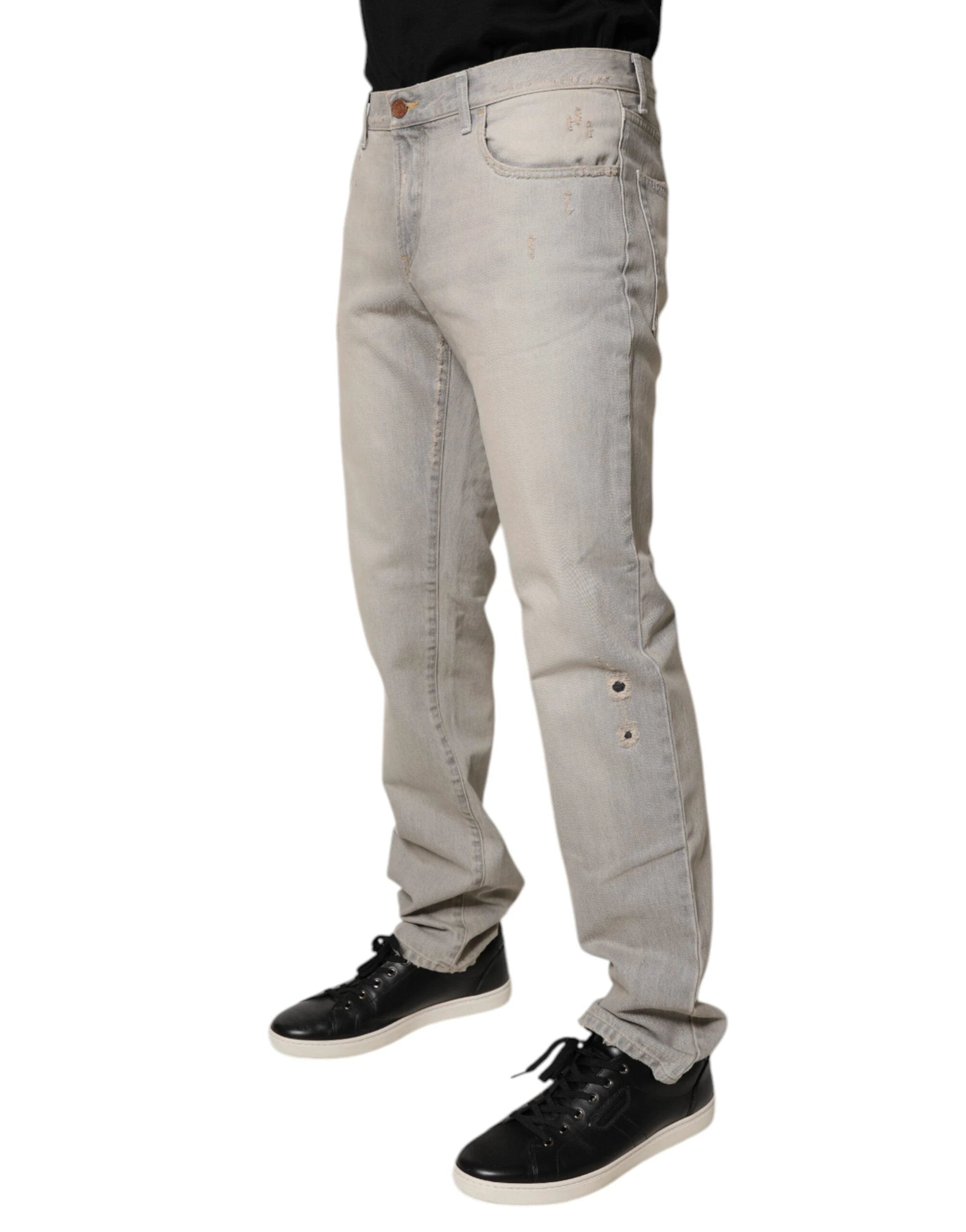 Dolce & Gabbana Light Gray Cotton Skinny Denim Jeans by Dolce & Gabbana