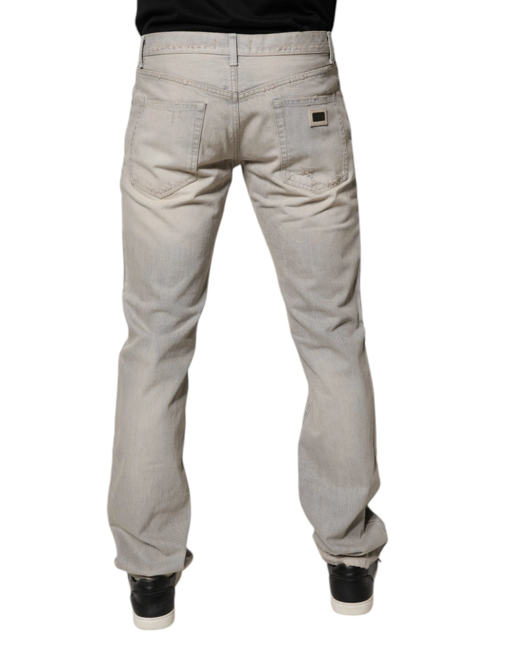 Dolce & Gabbana Light Gray Cotton Skinny Denim Jeans by Dolce & Gabbana