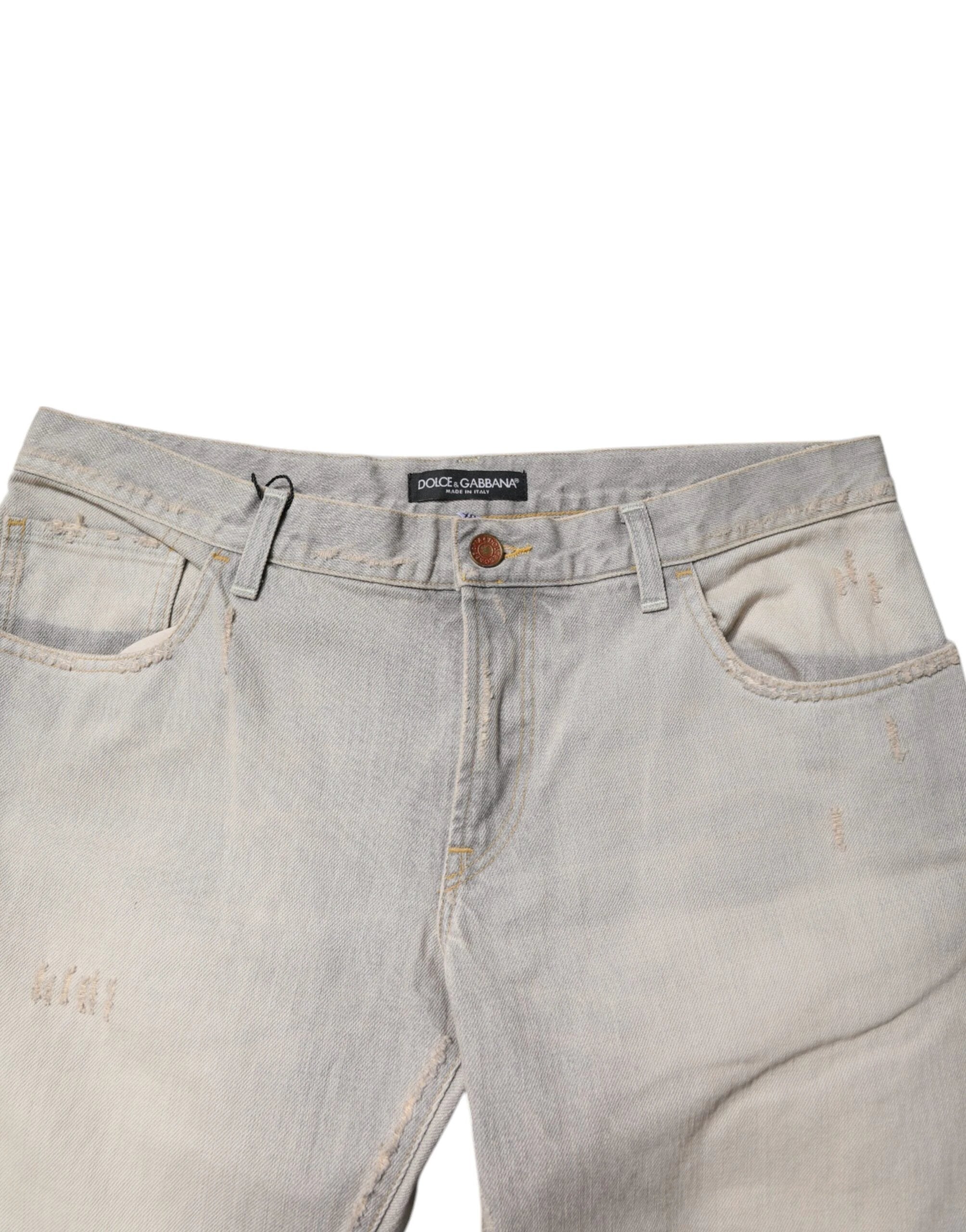 Dolce & Gabbana Light Gray Cotton Skinny Denim Jeans by Dolce & Gabbana