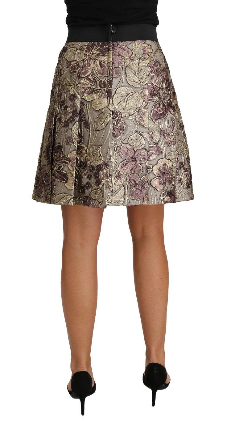 Dolce & Gabbana A-Line Mini Floral Print Jaquard Skirt by Dolce & Gabbana