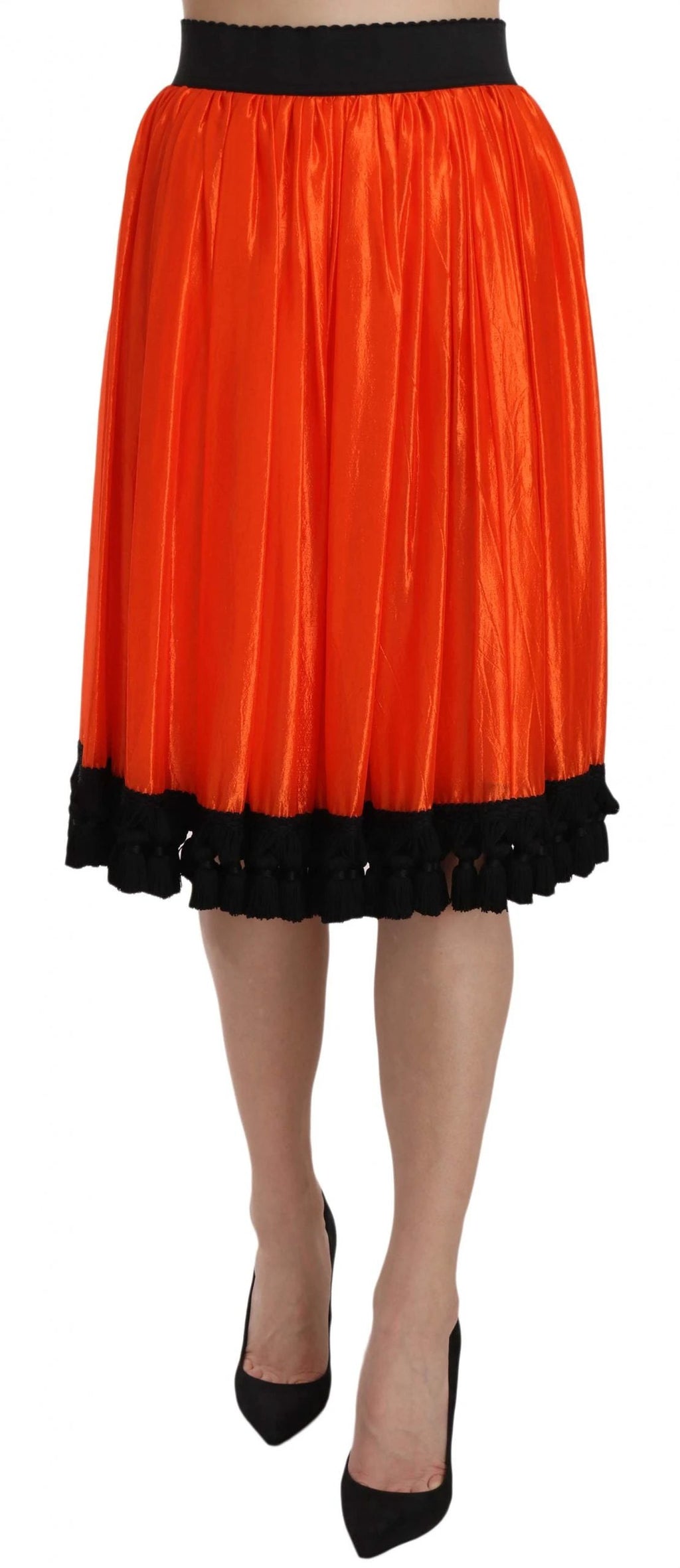 Dolce & Gabbana Orange High Waist Knee Length Skirt by Dolce & Gabbana