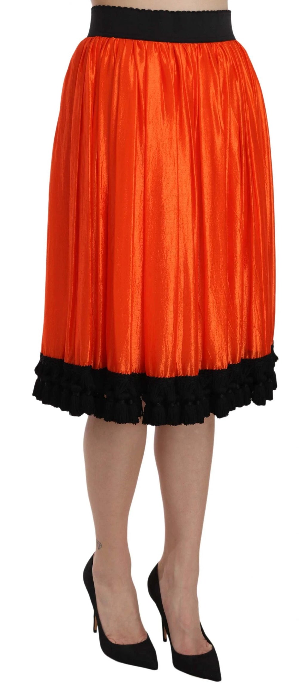 Dolce & Gabbana Orange High Waist Knee Length Skirt by Dolce & Gabbana