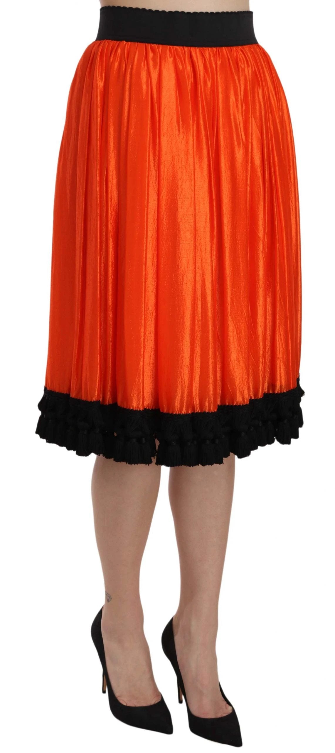 Dolce & Gabbana Orange High Waist Knee Length Skirt by Dolce & Gabbana