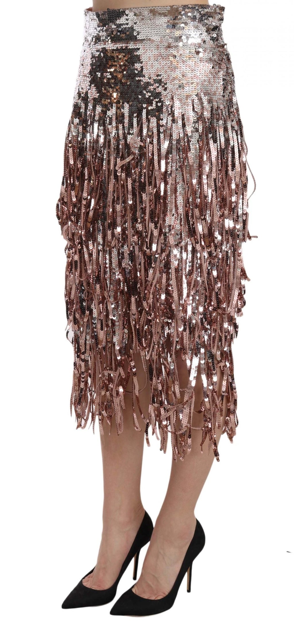 Dolce & Gabbana Sequin Embellished Fringe Midi Pencil Skirt by Dolce & Gabbana