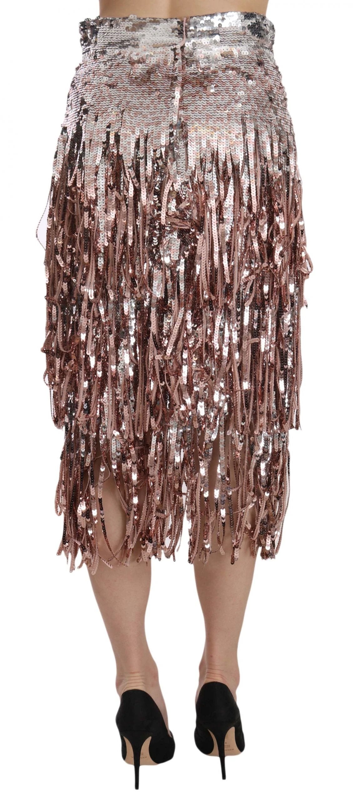 Dolce & Gabbana Sequin Embellished Fringe Midi Pencil Skirt by Dolce & Gabbana