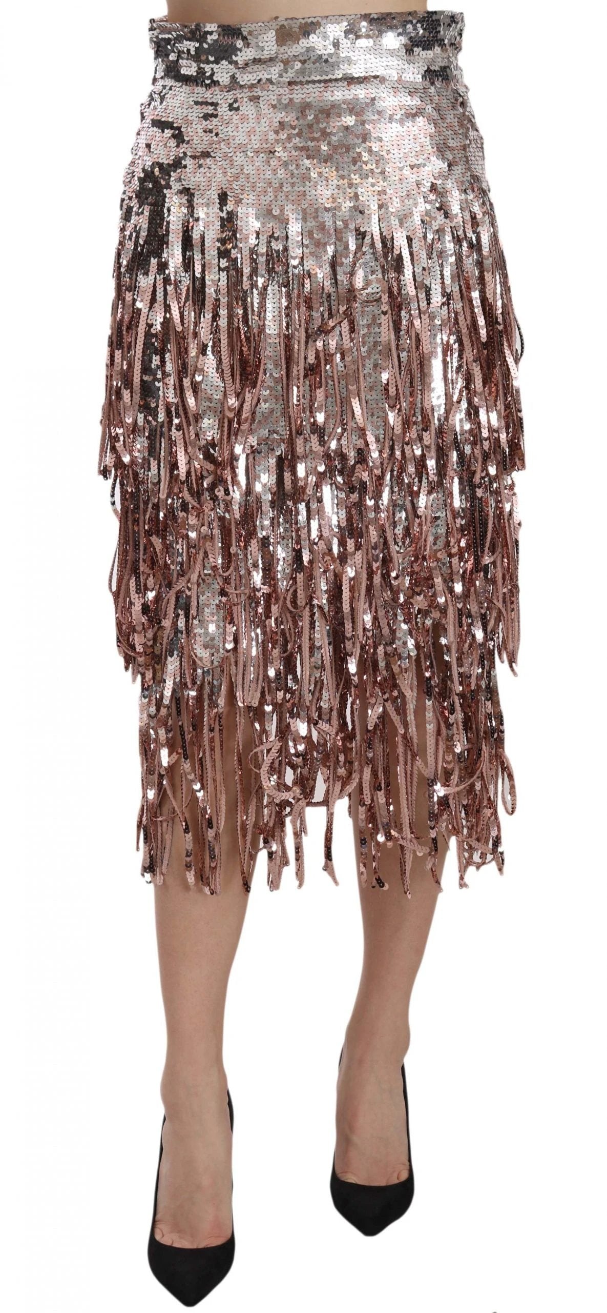 Dolce & Gabbana Sequin Embellished Fringe Midi Pencil Skirt by Dolce & Gabbana