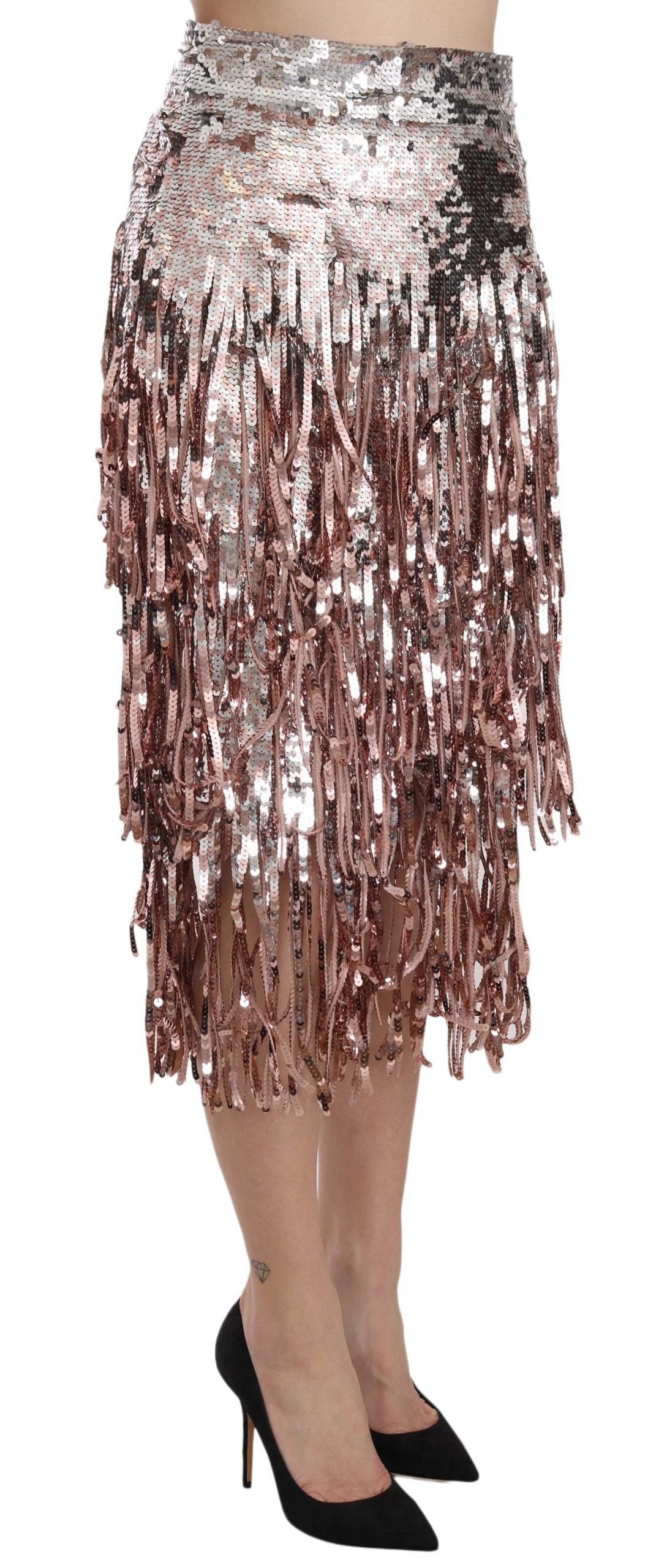 Dolce & Gabbana Sequin Embellished Fringe Midi Pencil Skirt by Dolce & Gabbana