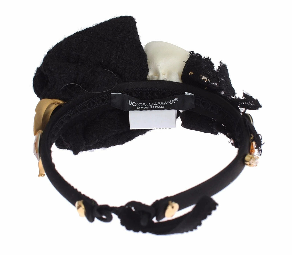 Dolce & Gabbana Diadem Headband Tiara White Rose Crystal Hair Gold by Dolce & Gabbana