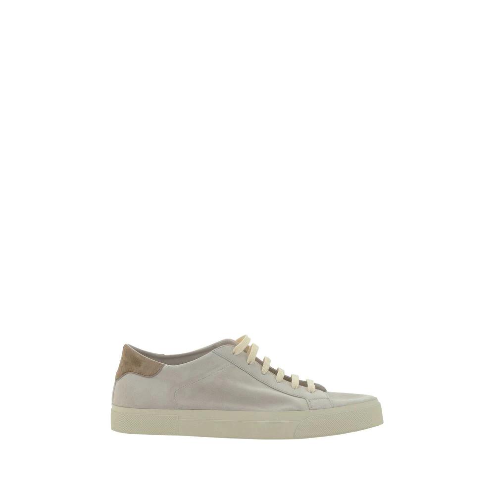 Brunello Cucinelli Cream White Leather Sneakers by Brunello Cucinelli