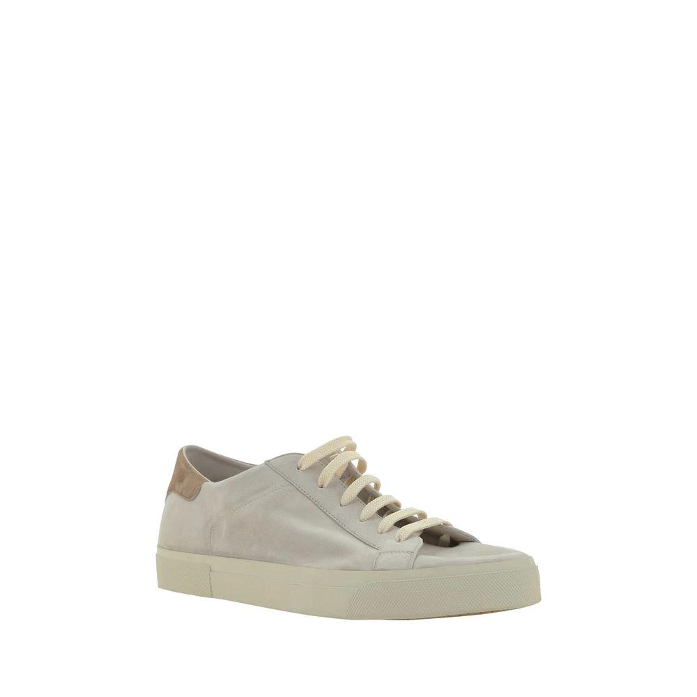 Brunello Cucinelli Cream White Leather Sneakers by Brunello Cucinelli