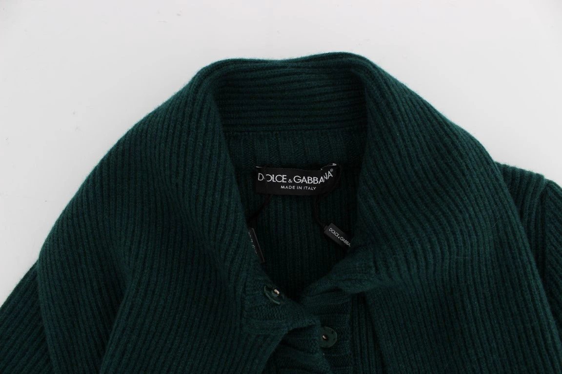 Dolce & Gabbana Green Knitted Cashmere Cardigan by Dolce & Gabbana