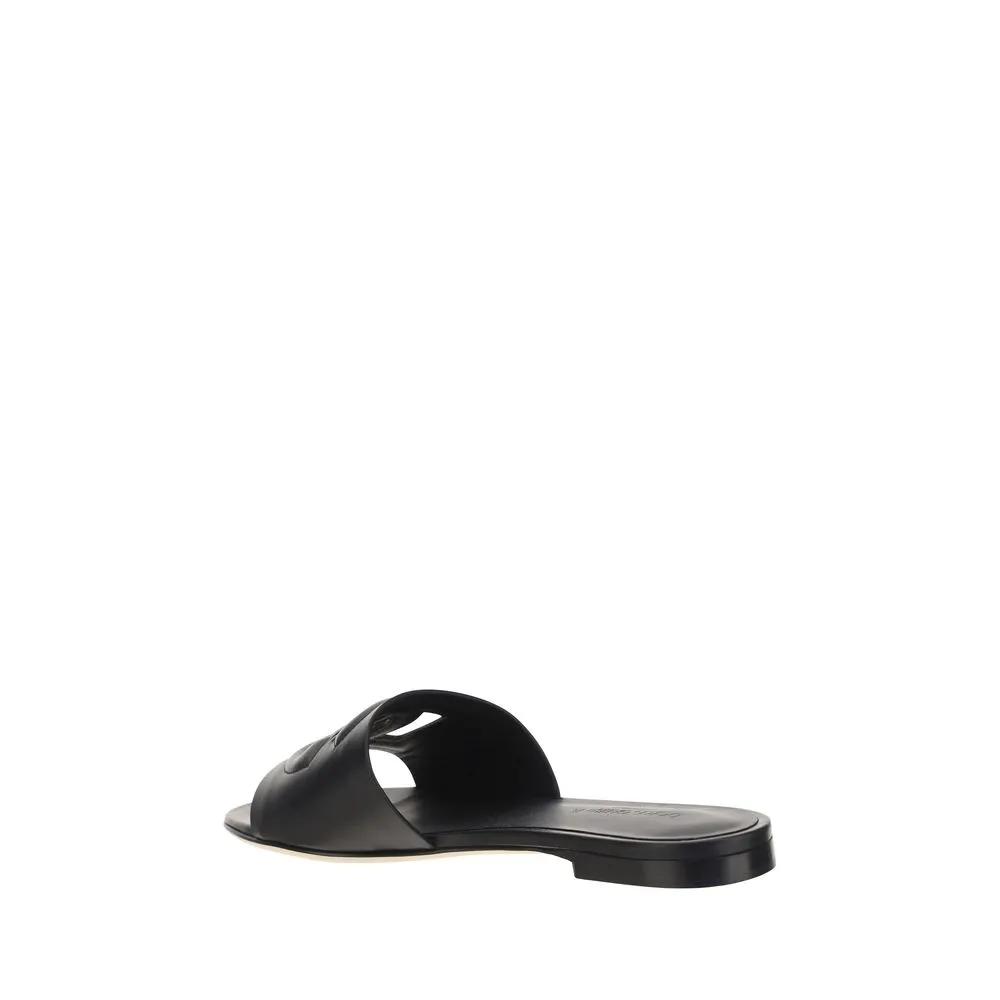 Dolce & Gabbana Black Calf Leather Bos Taurus Sandals