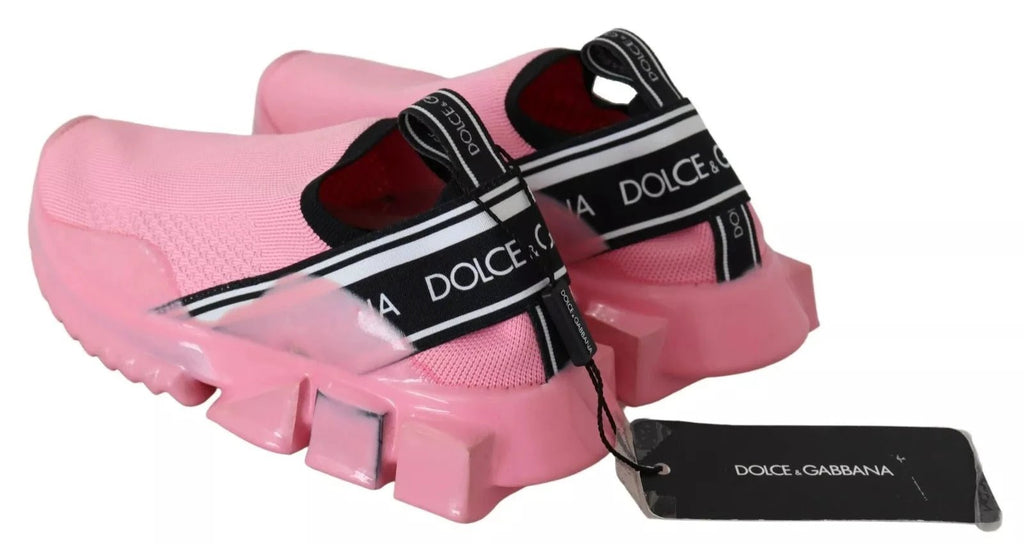 Dolce & Gabbana Pink Low Top Sorrento Sneakers Slip On Casual Shoes by Dolce & Gabbana