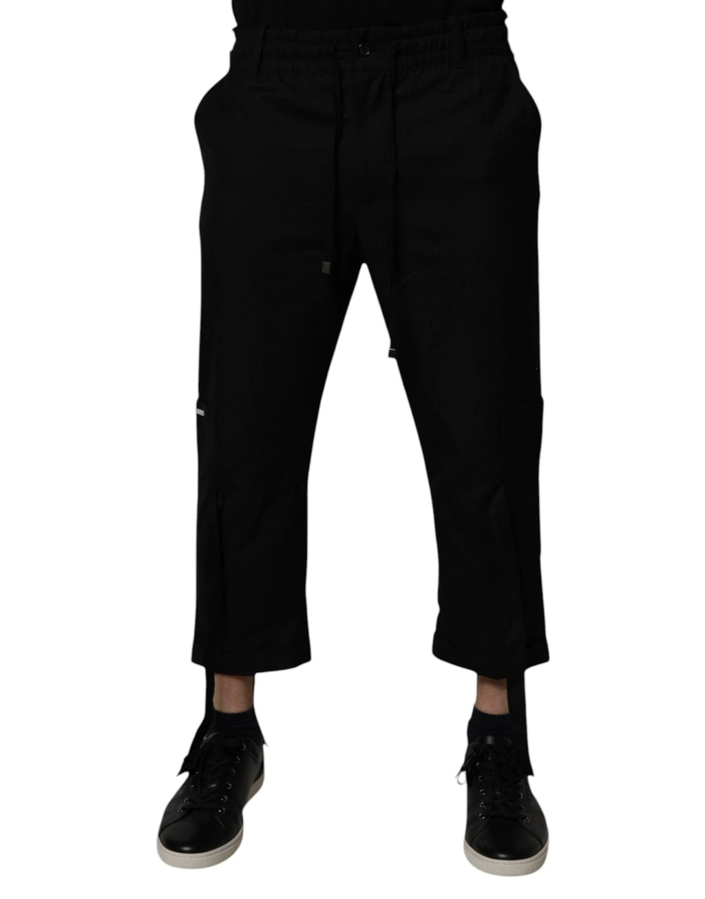 Dolce & Gabbana Black Polyester Men Cropped Pants by Dolce & Gabbana