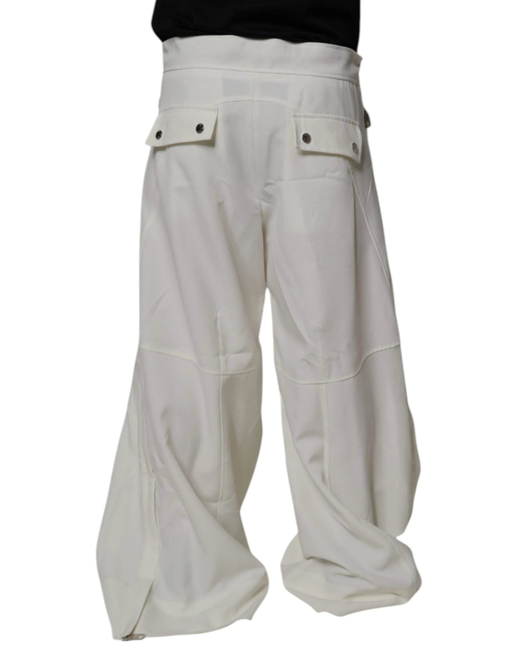 Dolce & Gabbana White Mid Waist Wide Leg Pants by Dolce & Gabbana