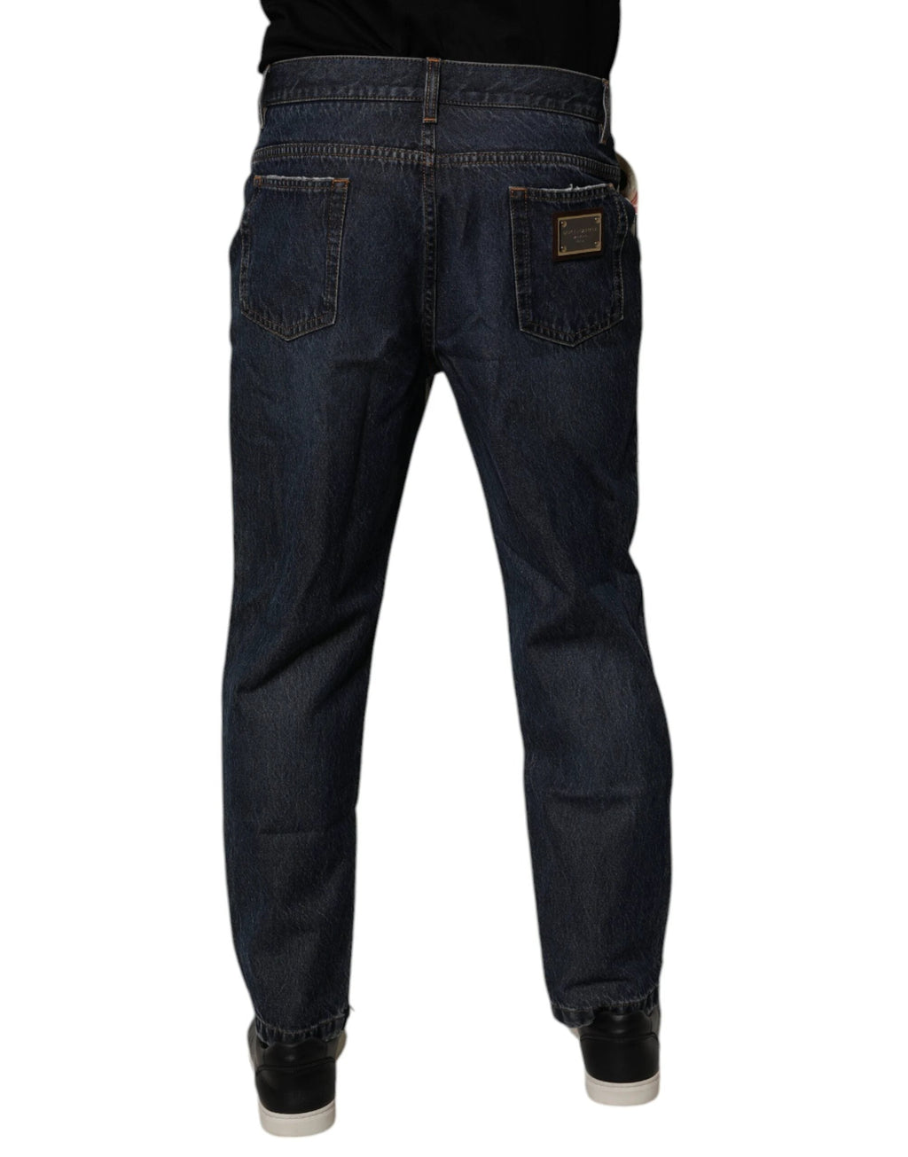 Dolce & Gabbana Beige Blue Floral Cotton Men Denim Jeans by Dolce & Gabbana