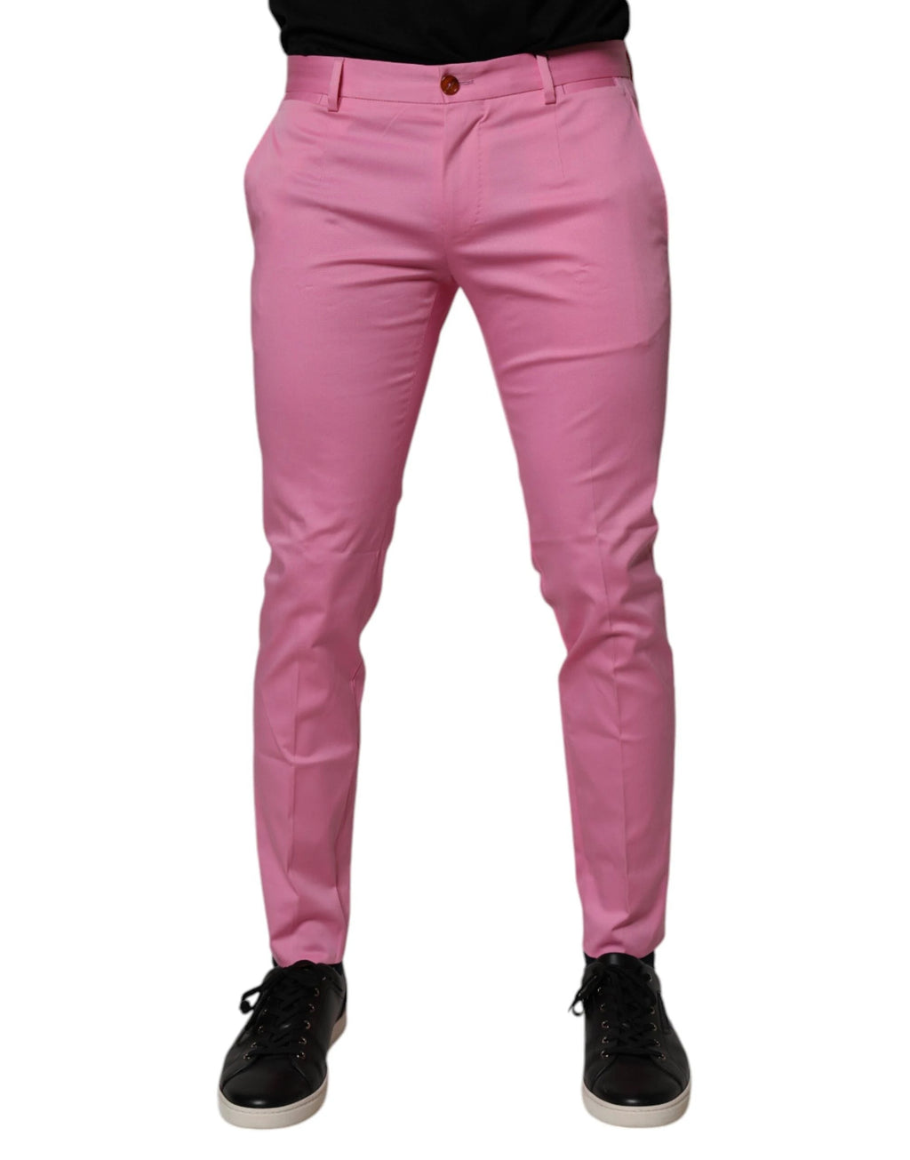 Dolce & Gabbana Pink Cotton Slim Fit Men Dress Formal Pants by Dolce & Gabbana