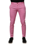 Dolce & Gabbana Pink Cotton Slim Fit Men Dress Formal Pants by Dolce & Gabbana