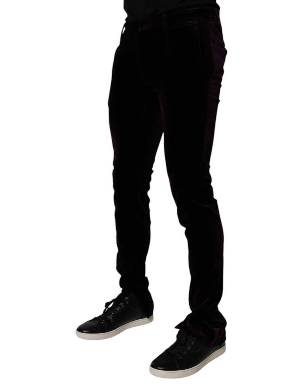 Dolce & Gabbana Violet Velvet Cotton Men Dress Formal Pants by Dolce & Gabbana