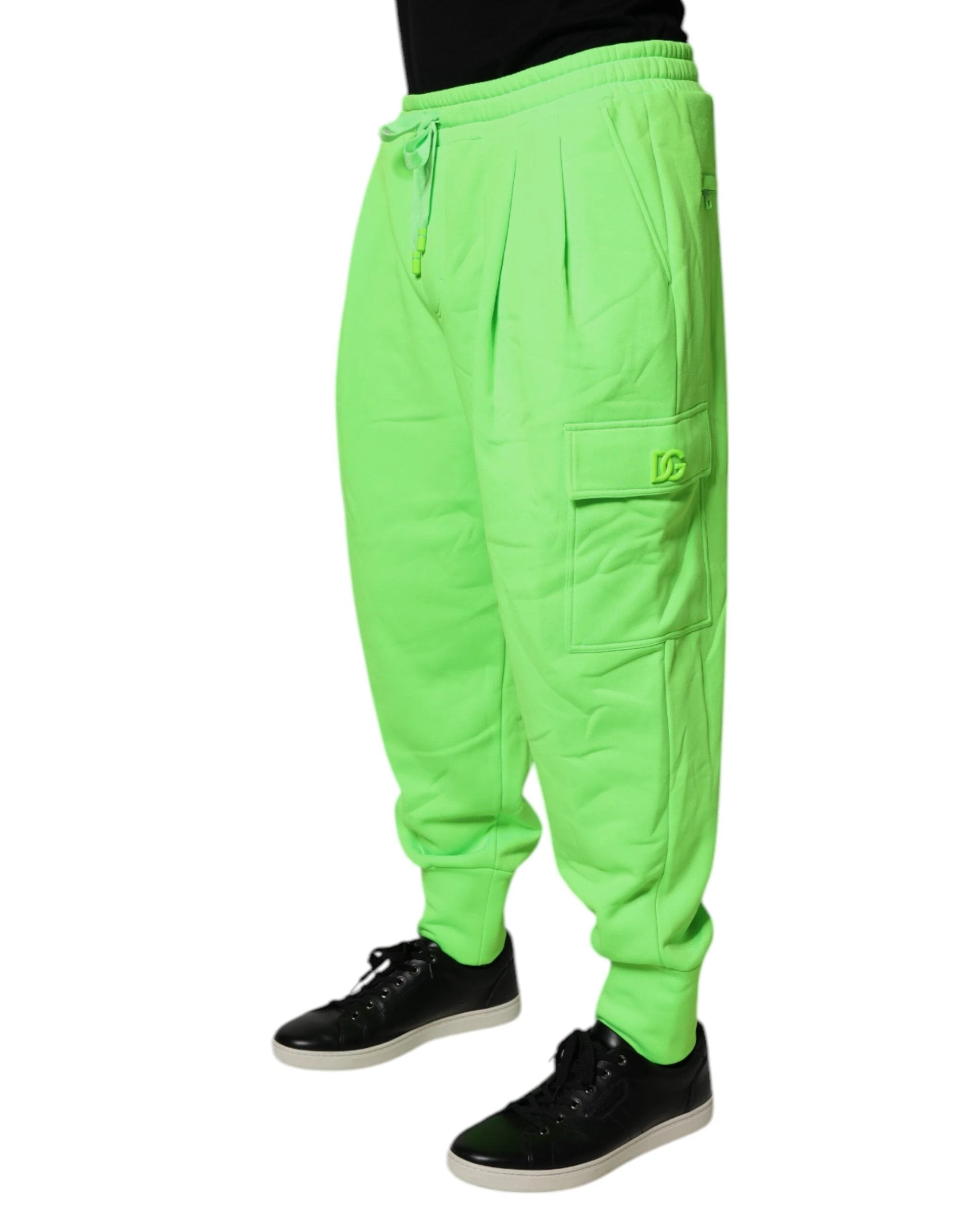Dolce & Gabbana Neon Green Cargo Jogger Men Sweatpants Pants by Dolce & Gabbana