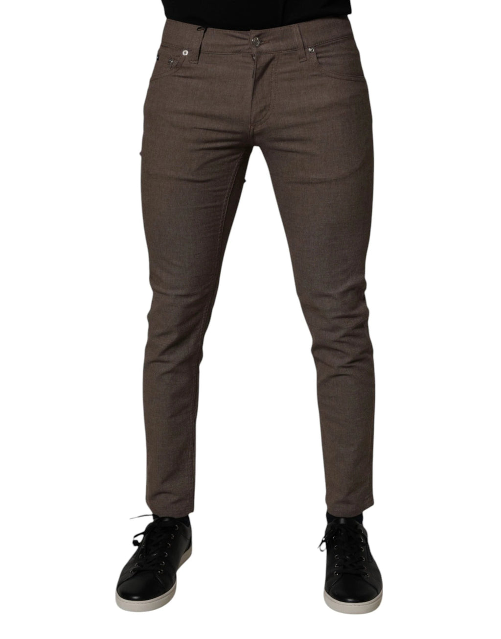 Dolce & Gabbana Brown Cotton Stretch Chino Pants by Dolce & Gabbana