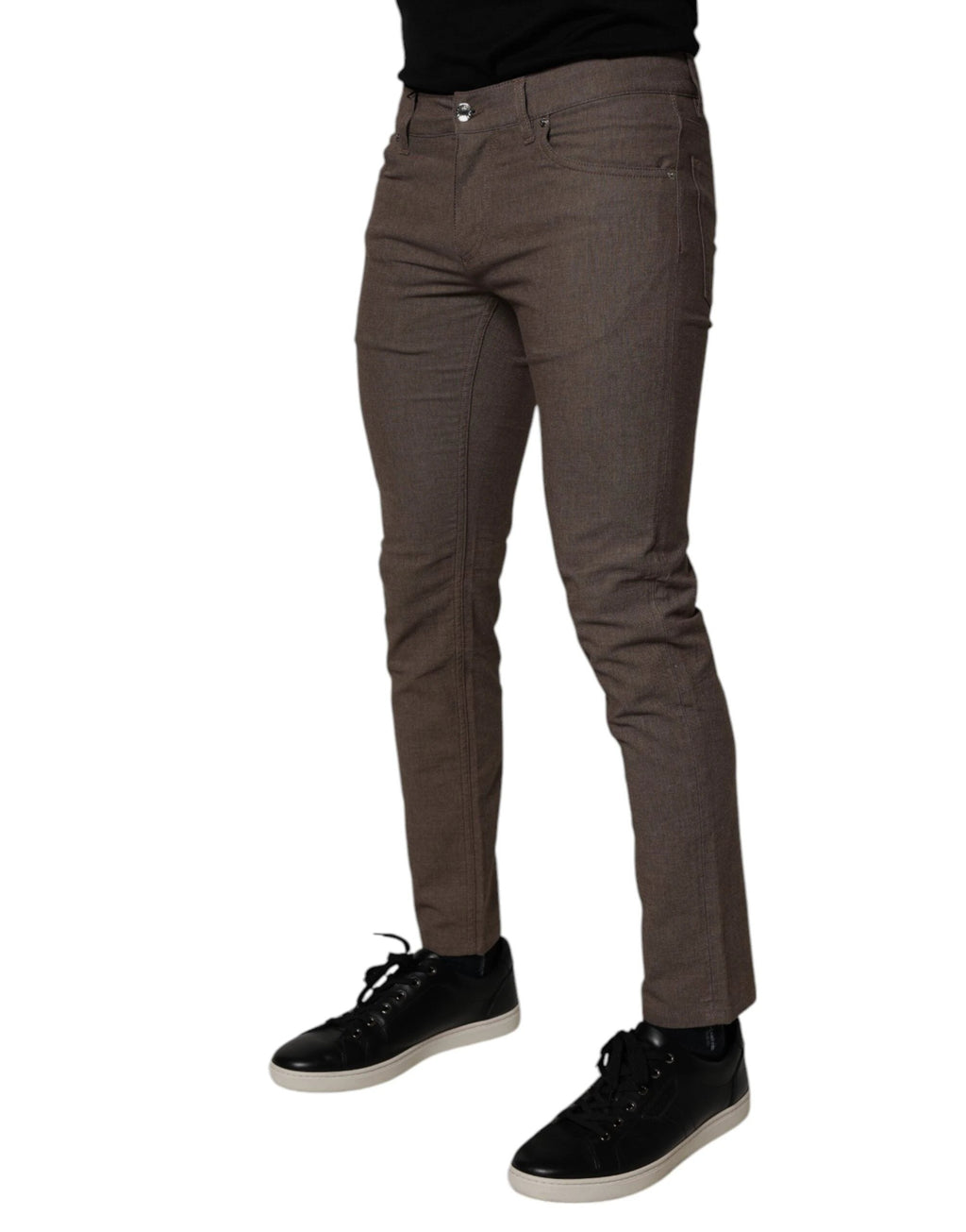 Dolce & Gabbana Brown Cotton Stretch Chino Pants by Dolce & Gabbana