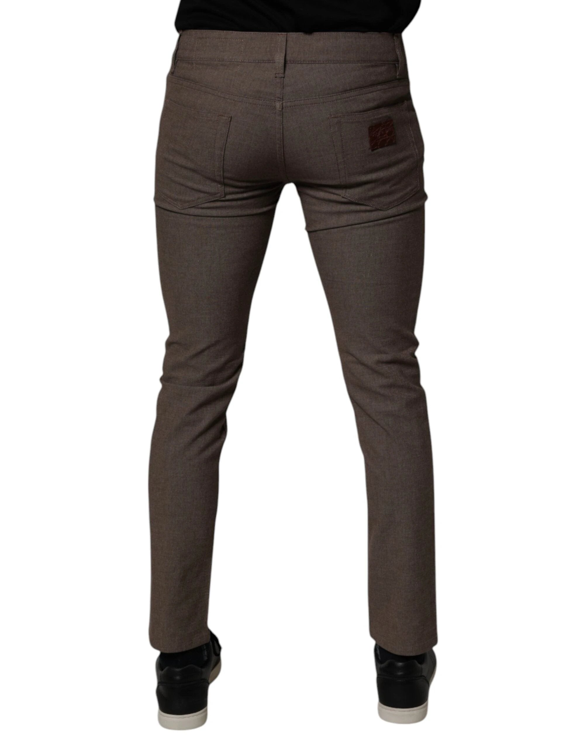 Dolce & Gabbana Brown Cotton Stretch Chino Pants by Dolce & Gabbana