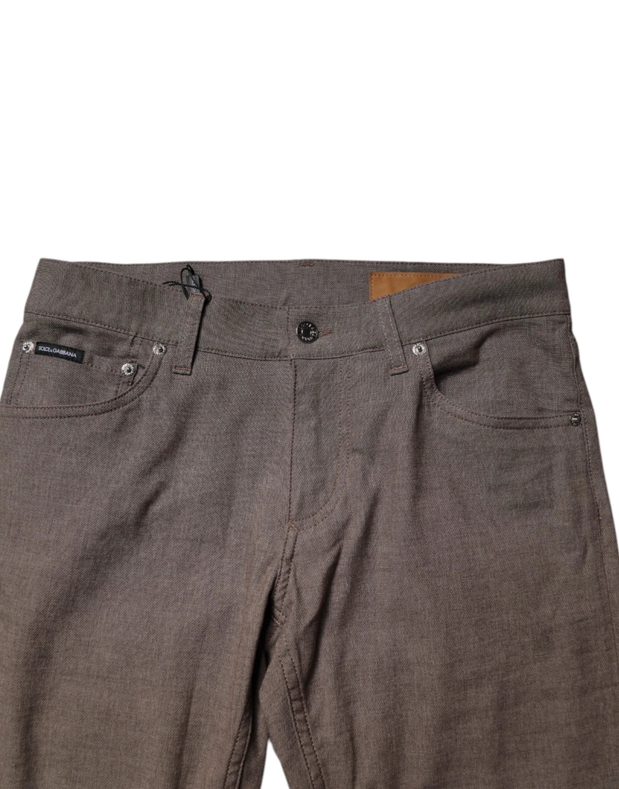 Dolce & Gabbana Brown Cotton Stretch Chino Pants by Dolce & Gabbana