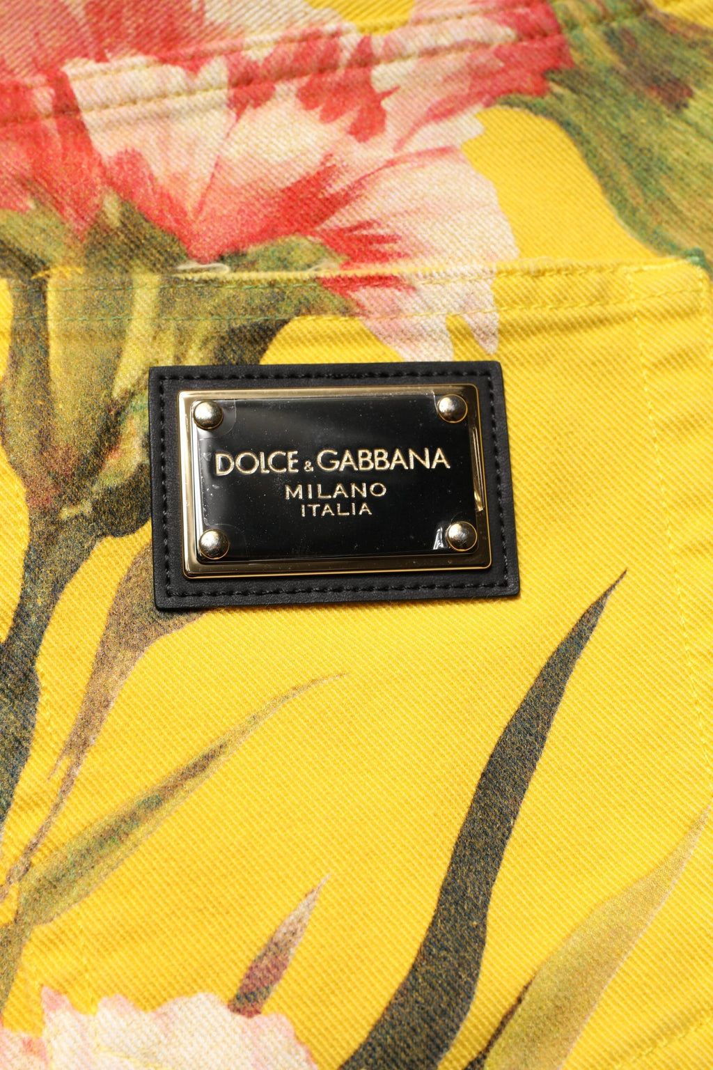 Dolce & Gabbana Yellow Floral Cargo Denim Men Bermuda Shorts by Dolce & Gabbana