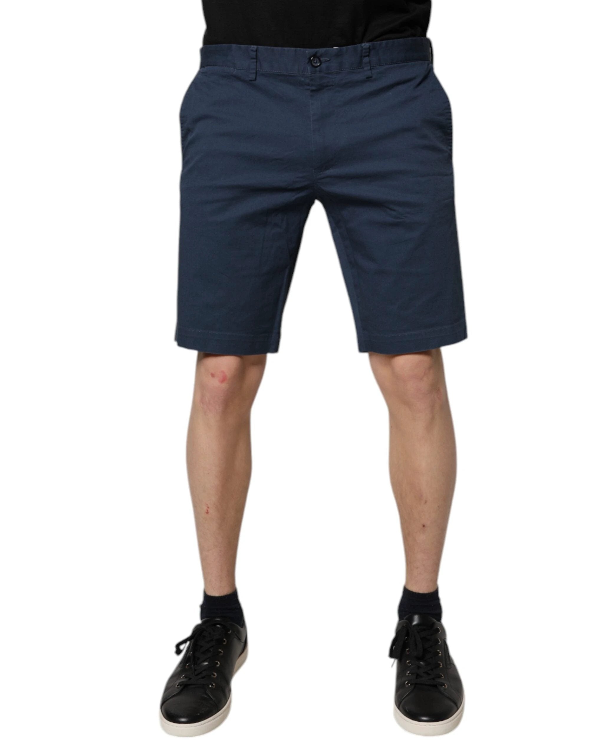 Dolce & Gabbana Blue Cotton Mid Waist Men Bermuda Shorts by Dolce & Gabbana