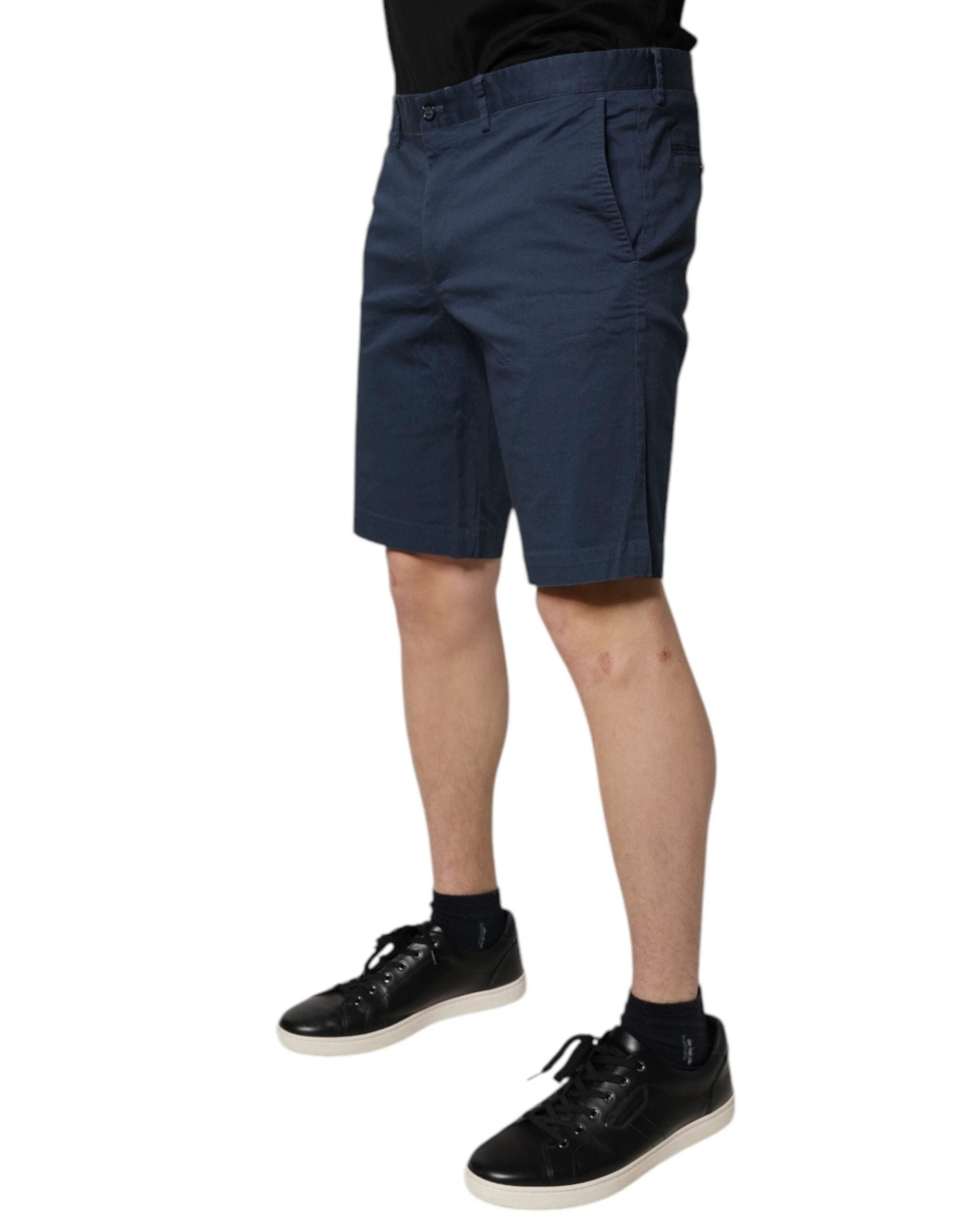 Dolce & Gabbana Blue Cotton Mid Waist Men Bermuda Shorts by Dolce & Gabbana