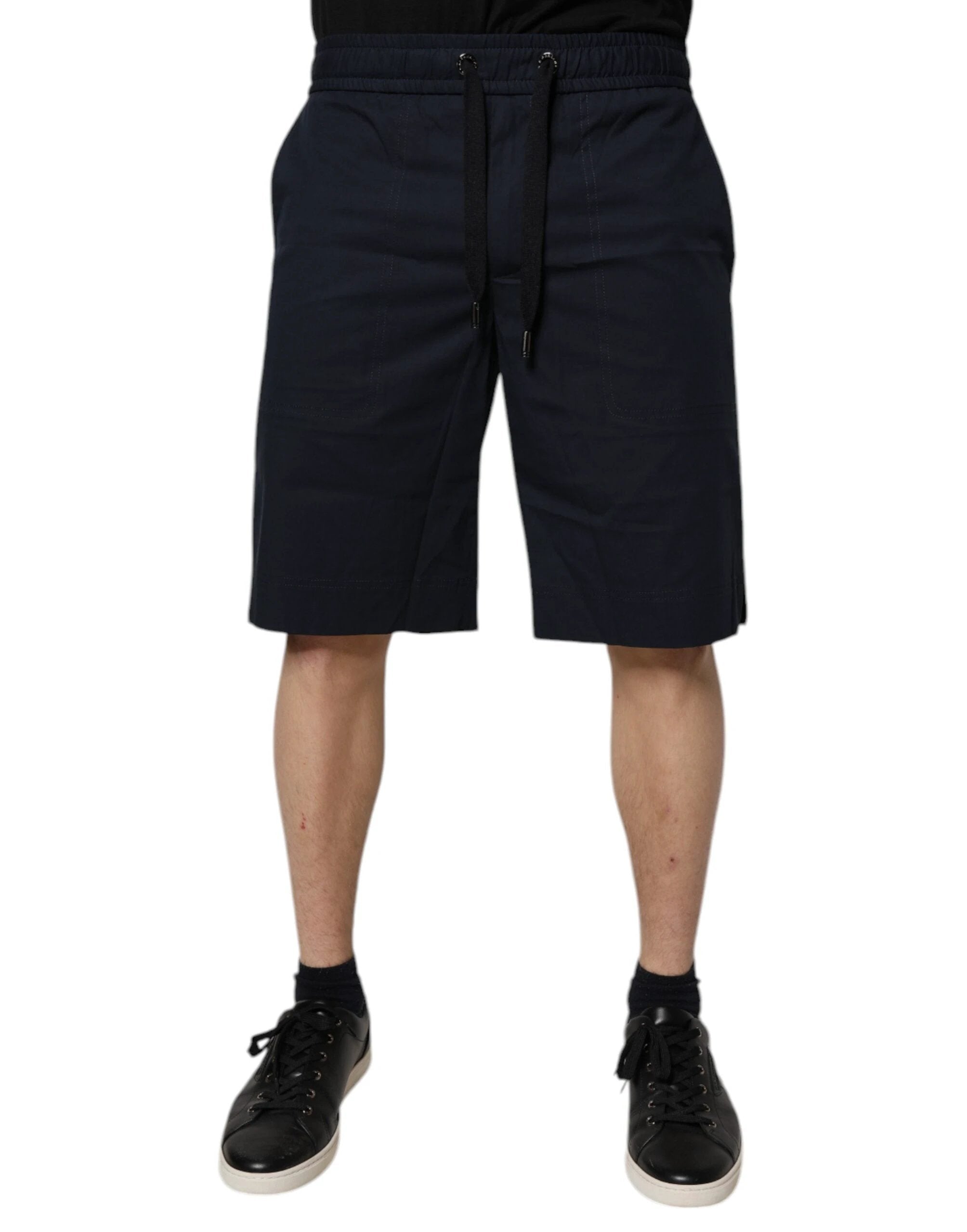 Dolce & Gabbana Dark Blue Cotton Bermuda Sweatshorts Shorts by Dolce & Gabbana