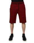 Dolce & Gabbana Maroon Rip Style Bermuda Sweatshorts Shorts by Dolce & Gabbana