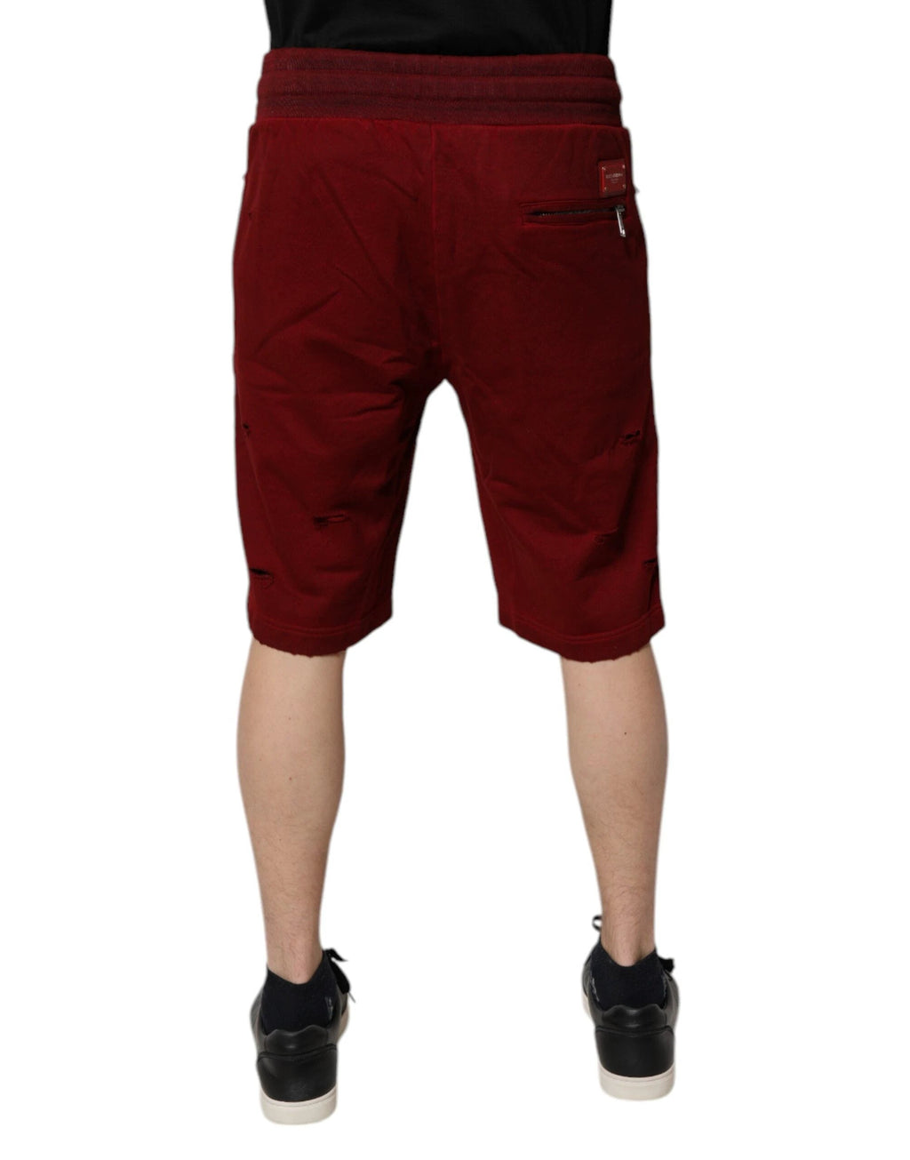 Dolce & Gabbana Maroon Rip Style Bermuda Sweatshorts Shorts by Dolce & Gabbana