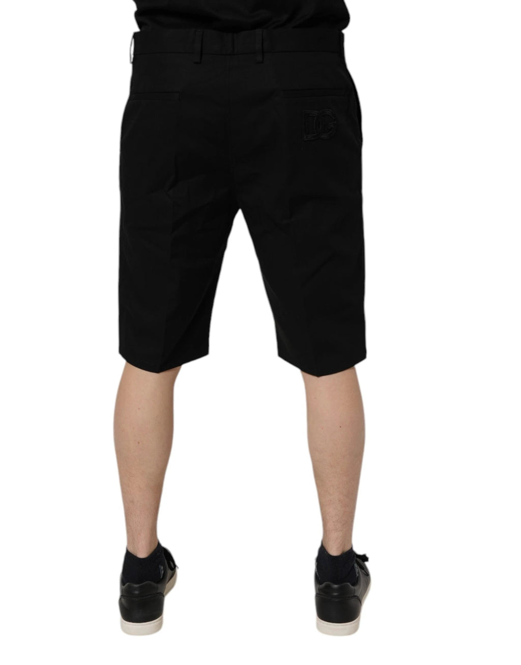 Dolce & Gabbana Black Cotton Stretch Mid Waist Bermuda Shorts by Dolce & Gabbana
