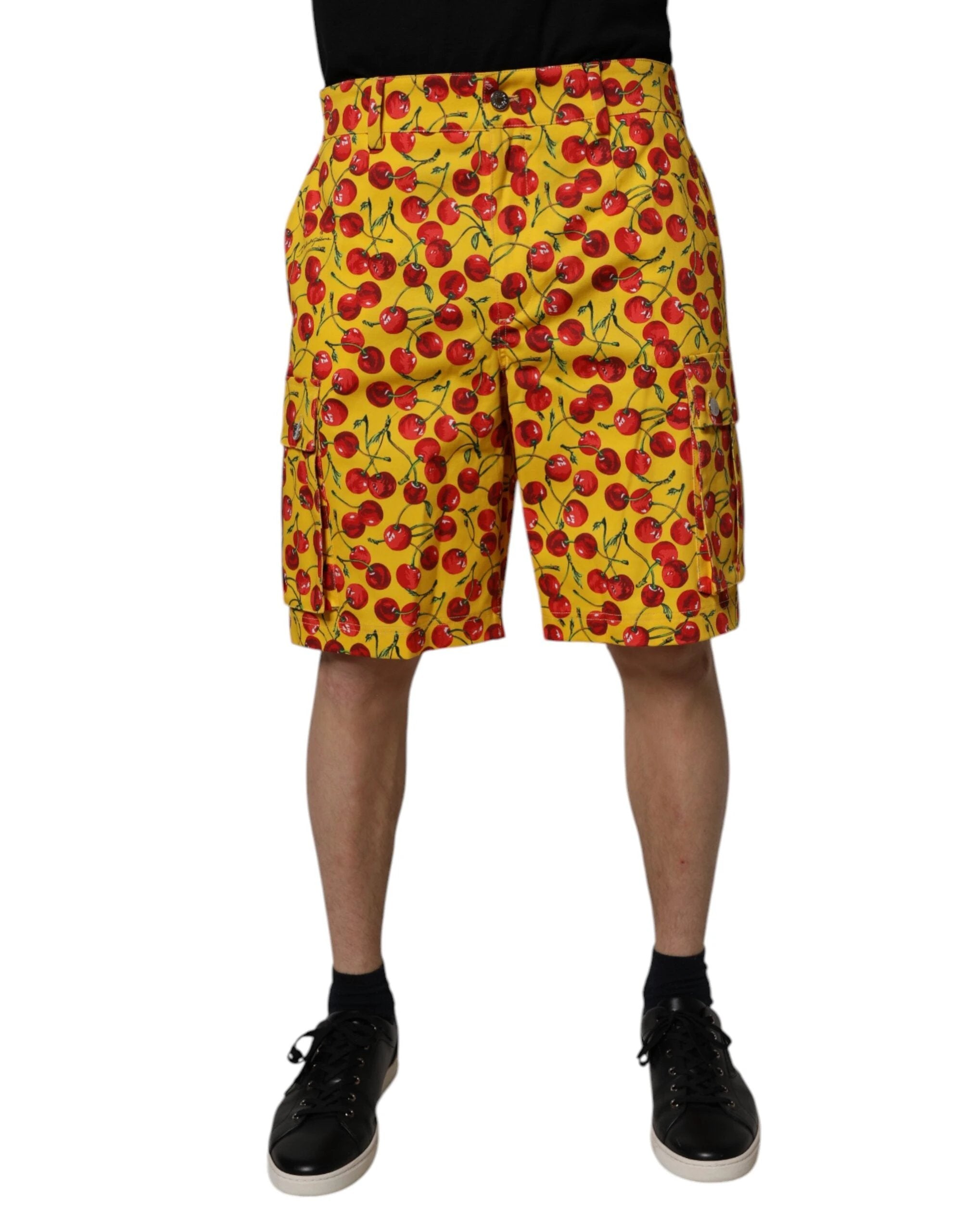 Dolce & Gabbana Yellow Cherry Print Cotton Men Bermuda Shorts by Dolce & Gabbana