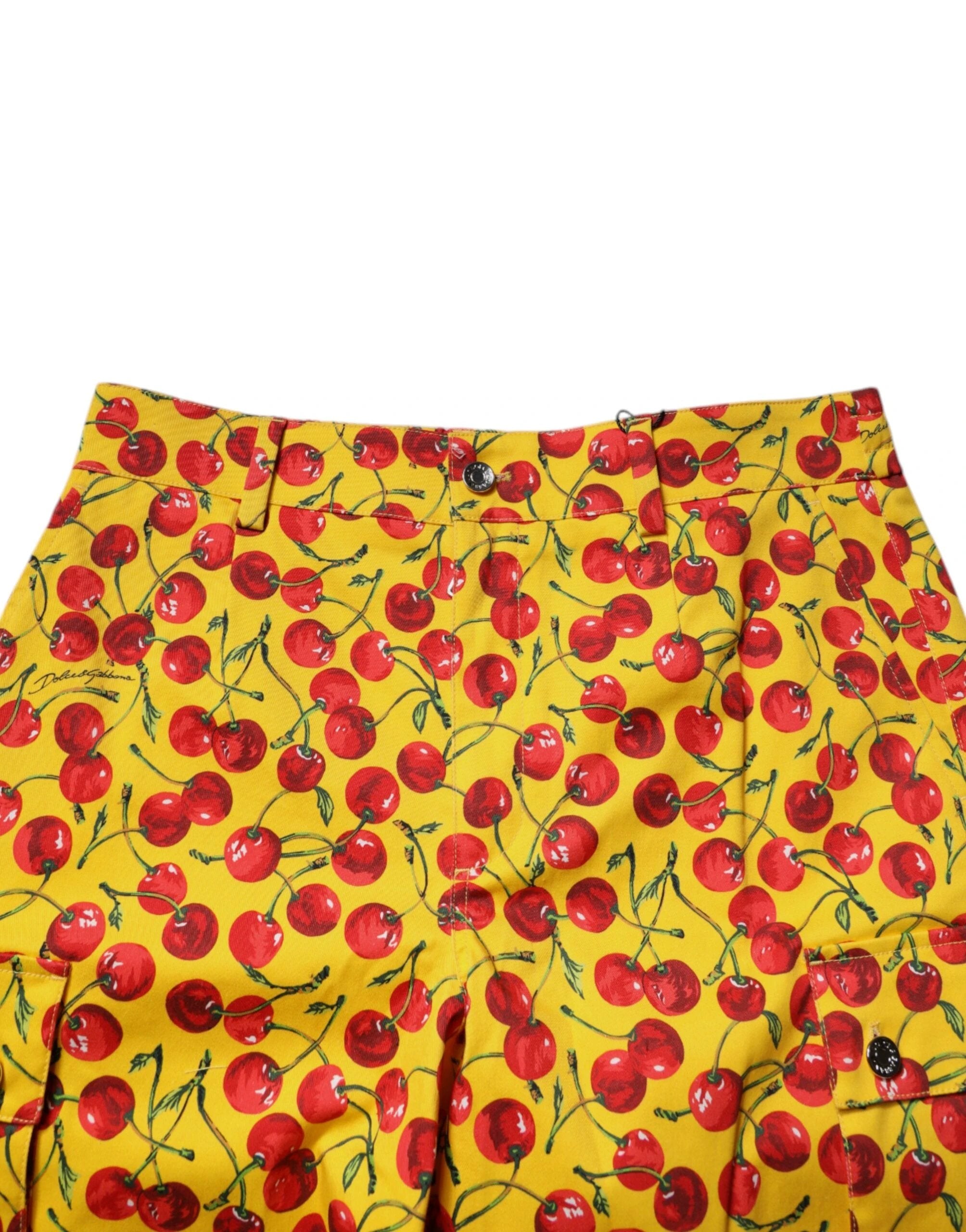 Dolce & Gabbana Yellow Cherry Print Cotton Men Bermuda Shorts by Dolce & Gabbana