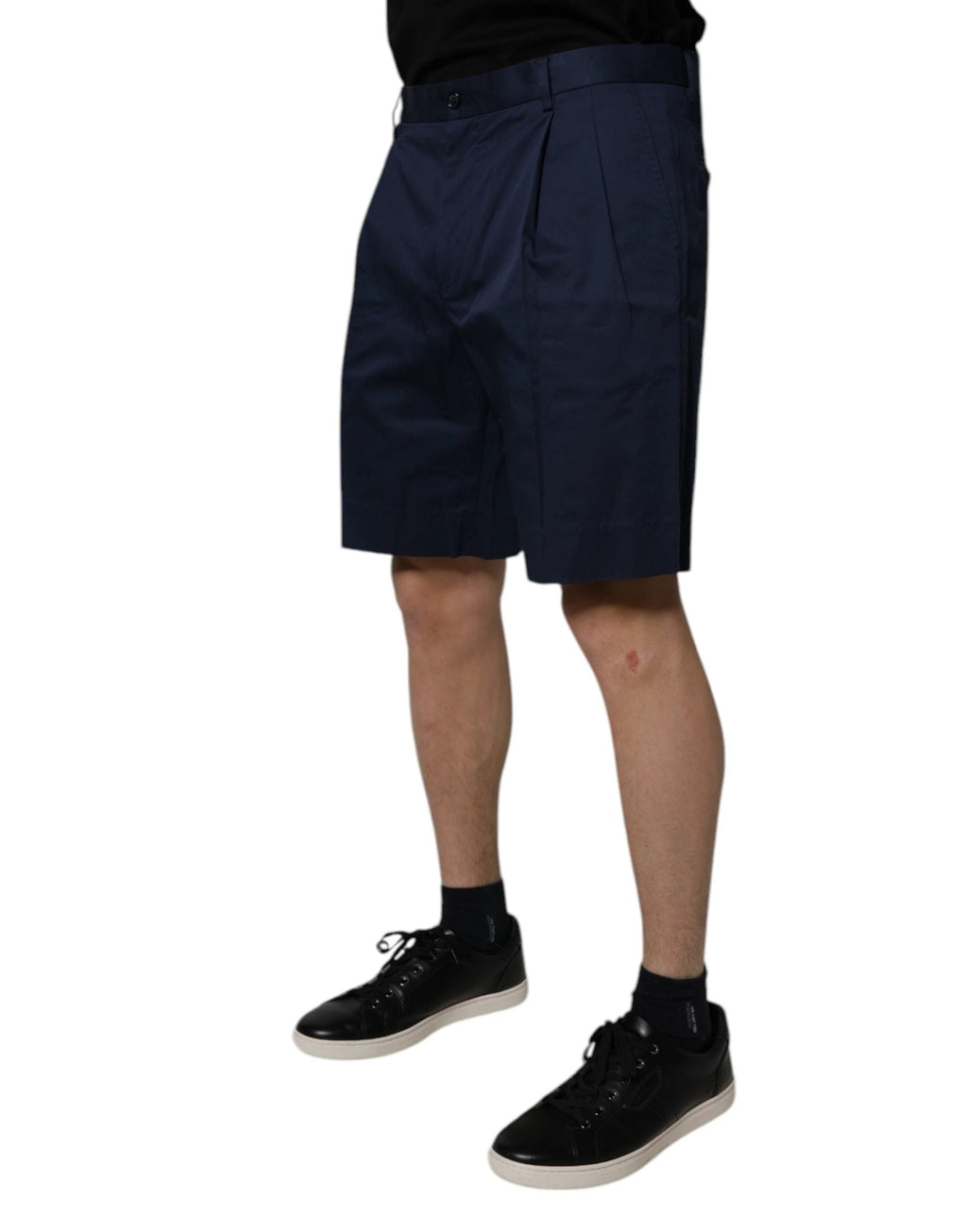 Dolce & Gabbana Dark Blue Cotton Mid Waist Men Bermuda Shorts by Dolce & Gabbana