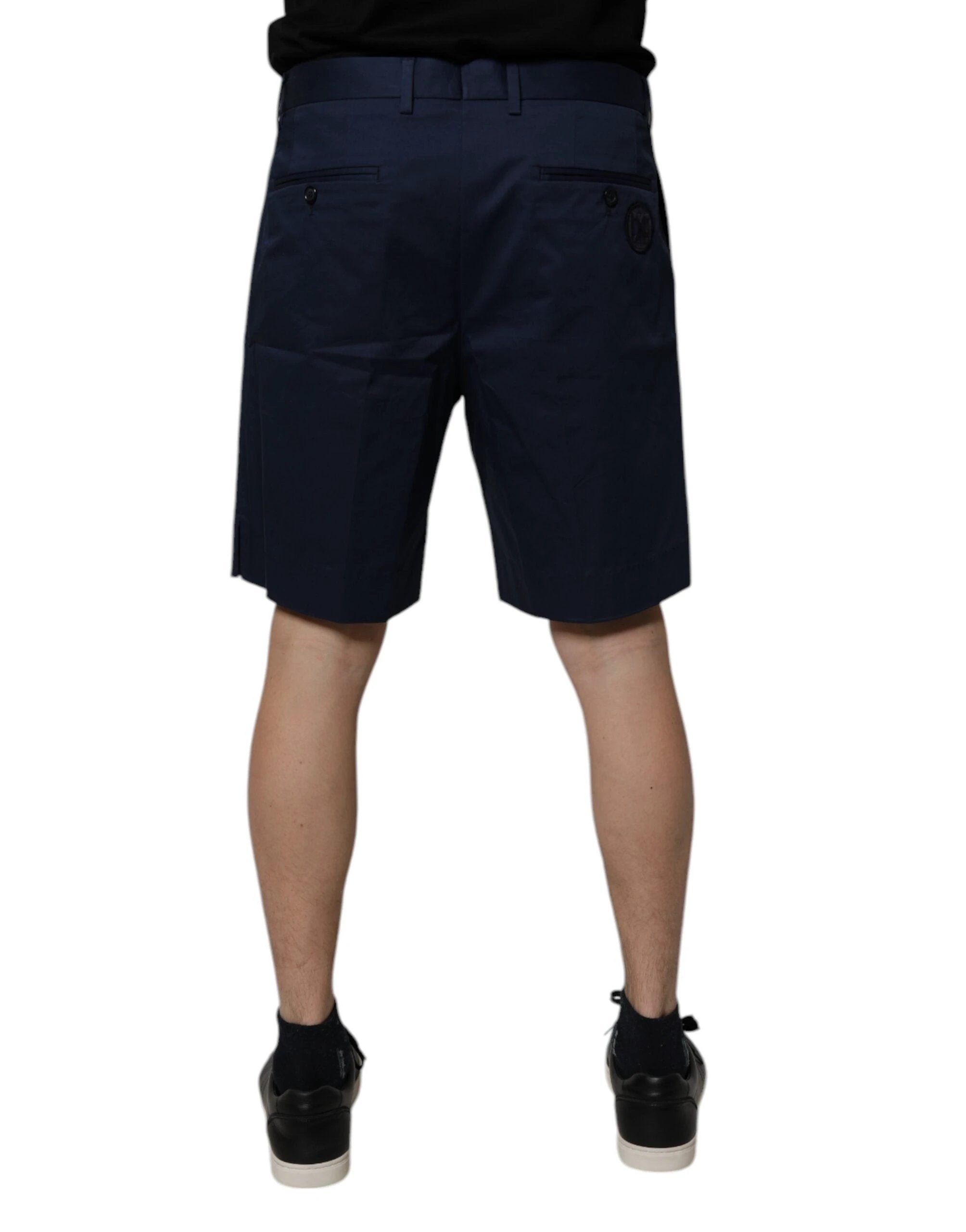 Dolce & Gabbana Dark Blue Cotton Mid Waist Men Bermuda Shorts by Dolce & Gabbana