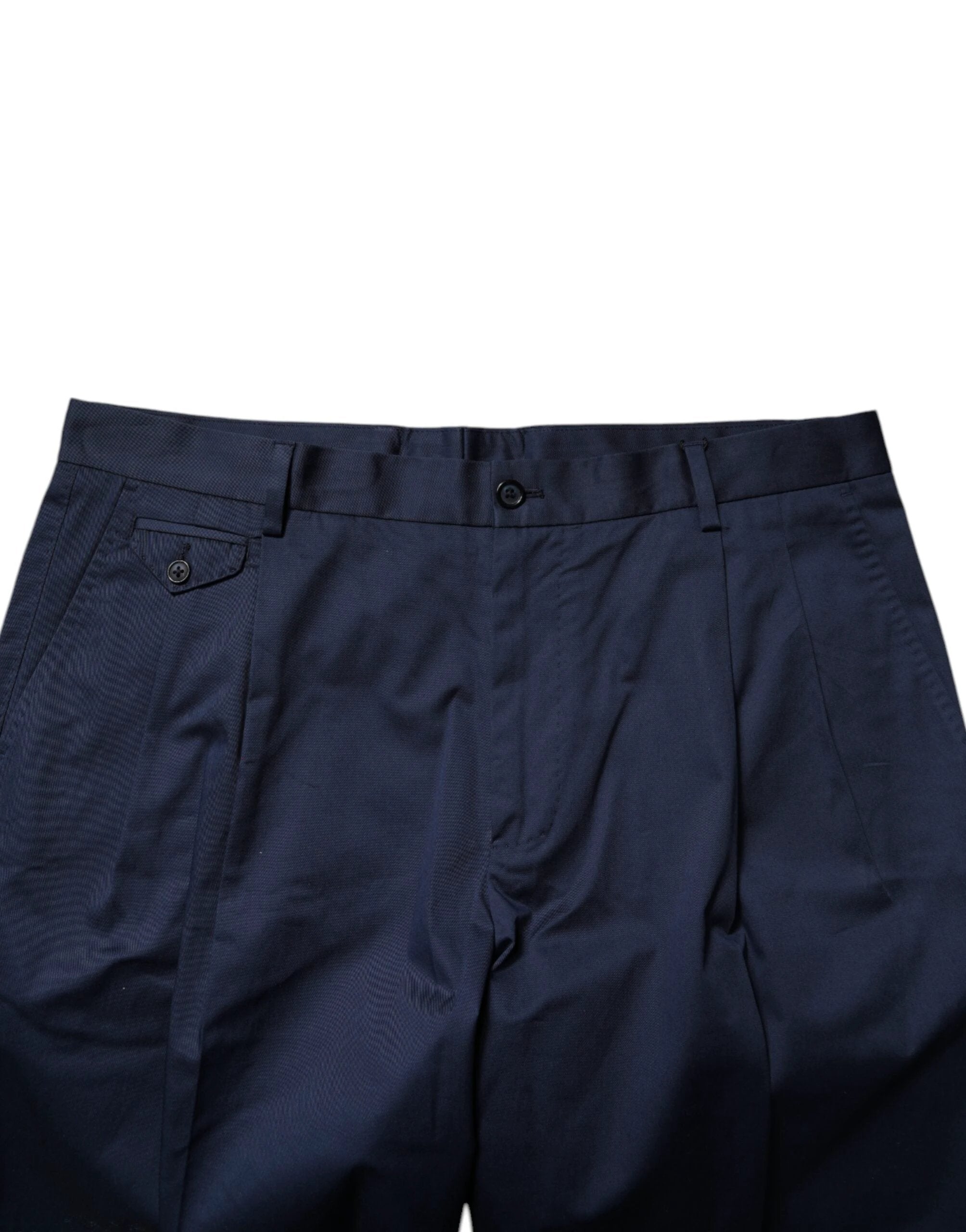 Dolce & Gabbana Dark Blue Cotton Mid Waist Men Bermuda Shorts by Dolce & Gabbana