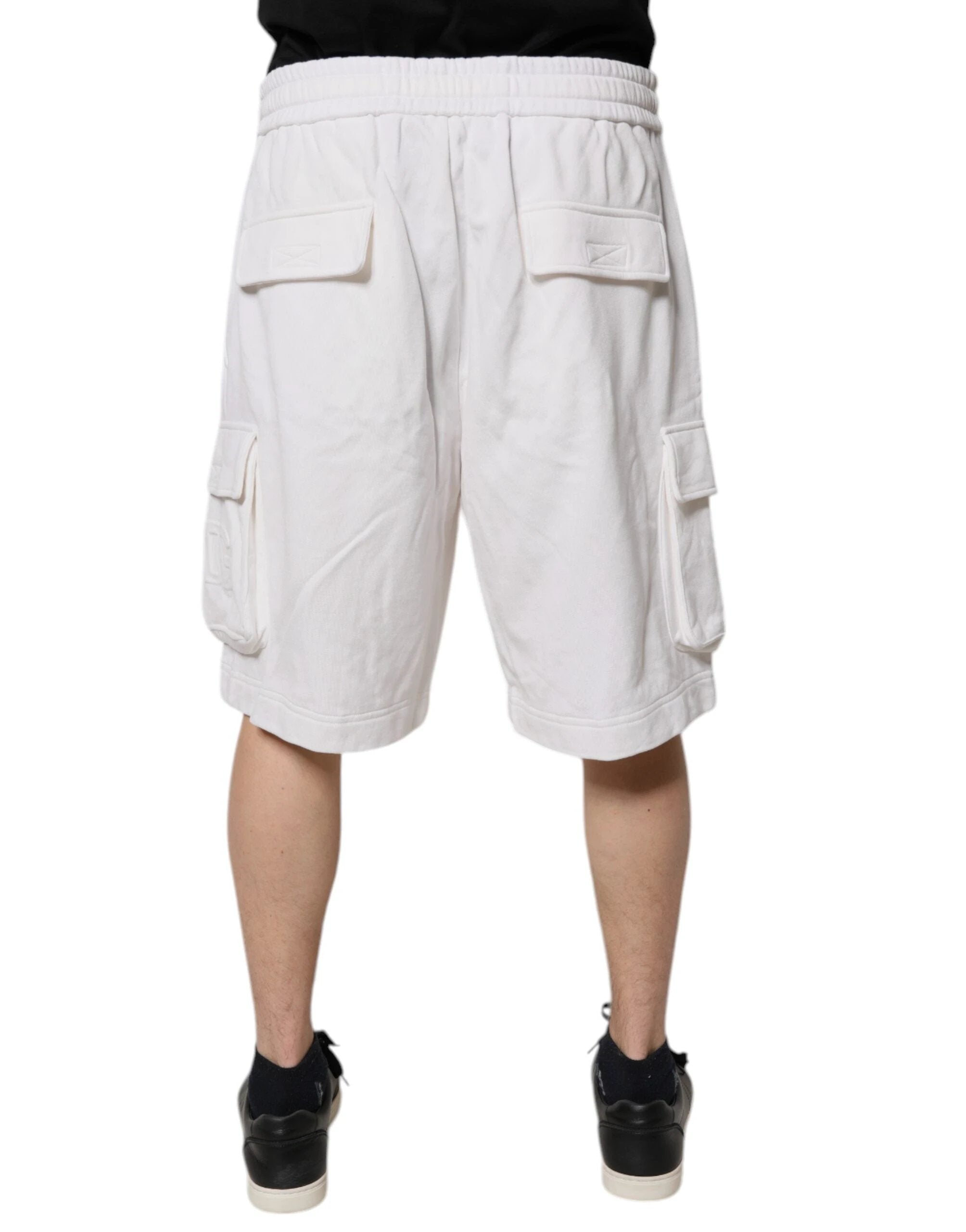 Dolce & Gabbana White Cotton Cargo Bermuda Sweatshorts Shorts by Dolce & Gabbana